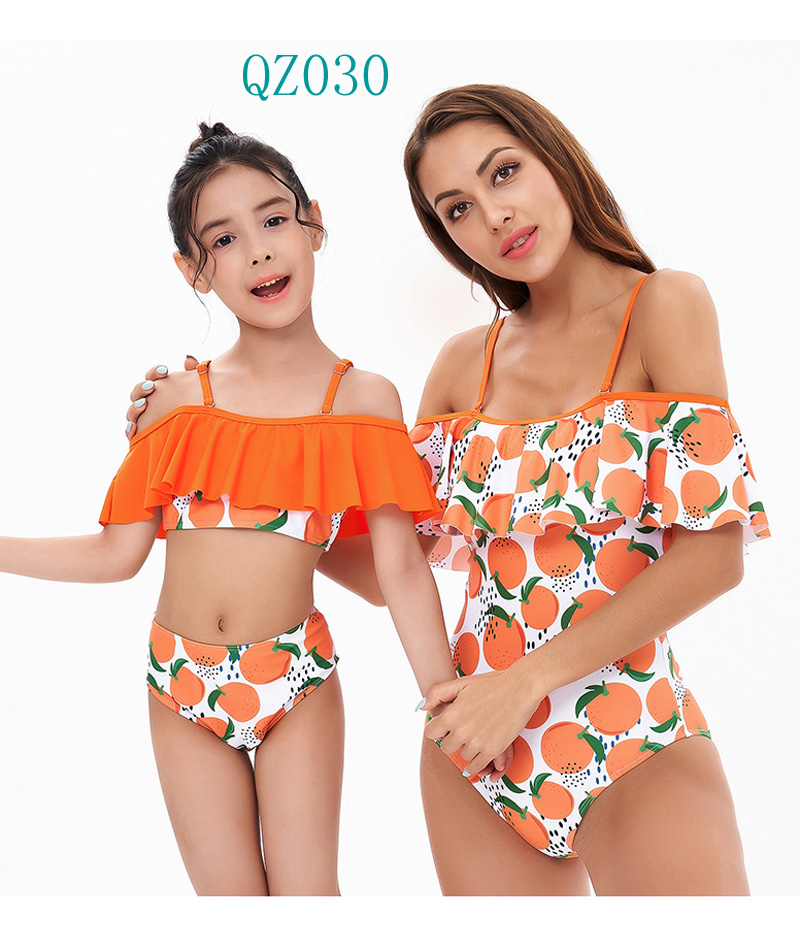 Parent-child swimwear mother and daughter swimsuit printed high waisted sexy mother-daughter Bikini children's swimming suit