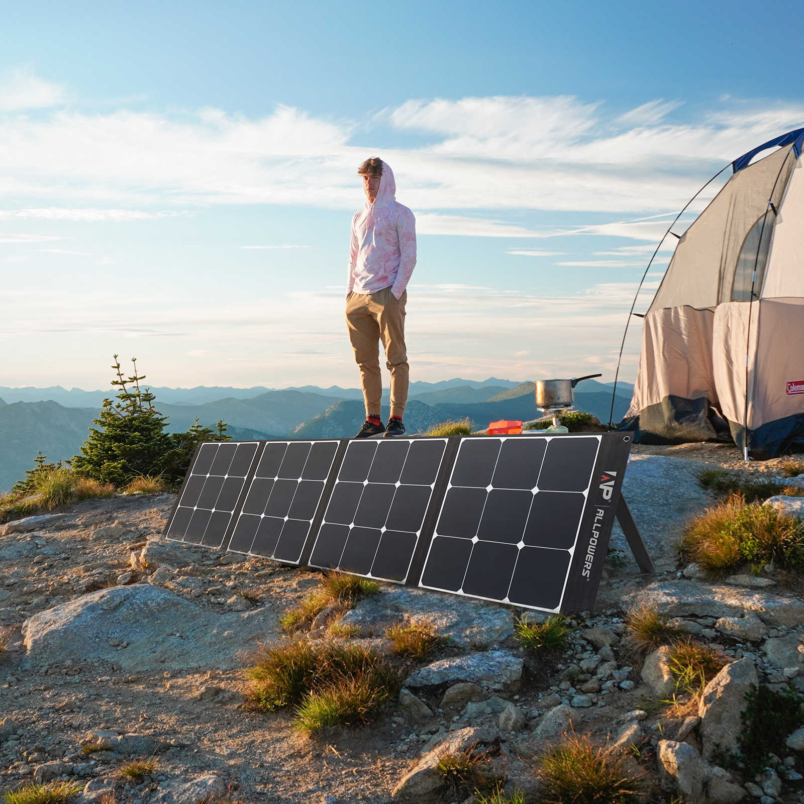 Painel solar dobrável flexível ALLPOWERS 120 W / 200 W Kit de painel solar de alta eficiência Carregador de bateria solar para barco de acampamento RV