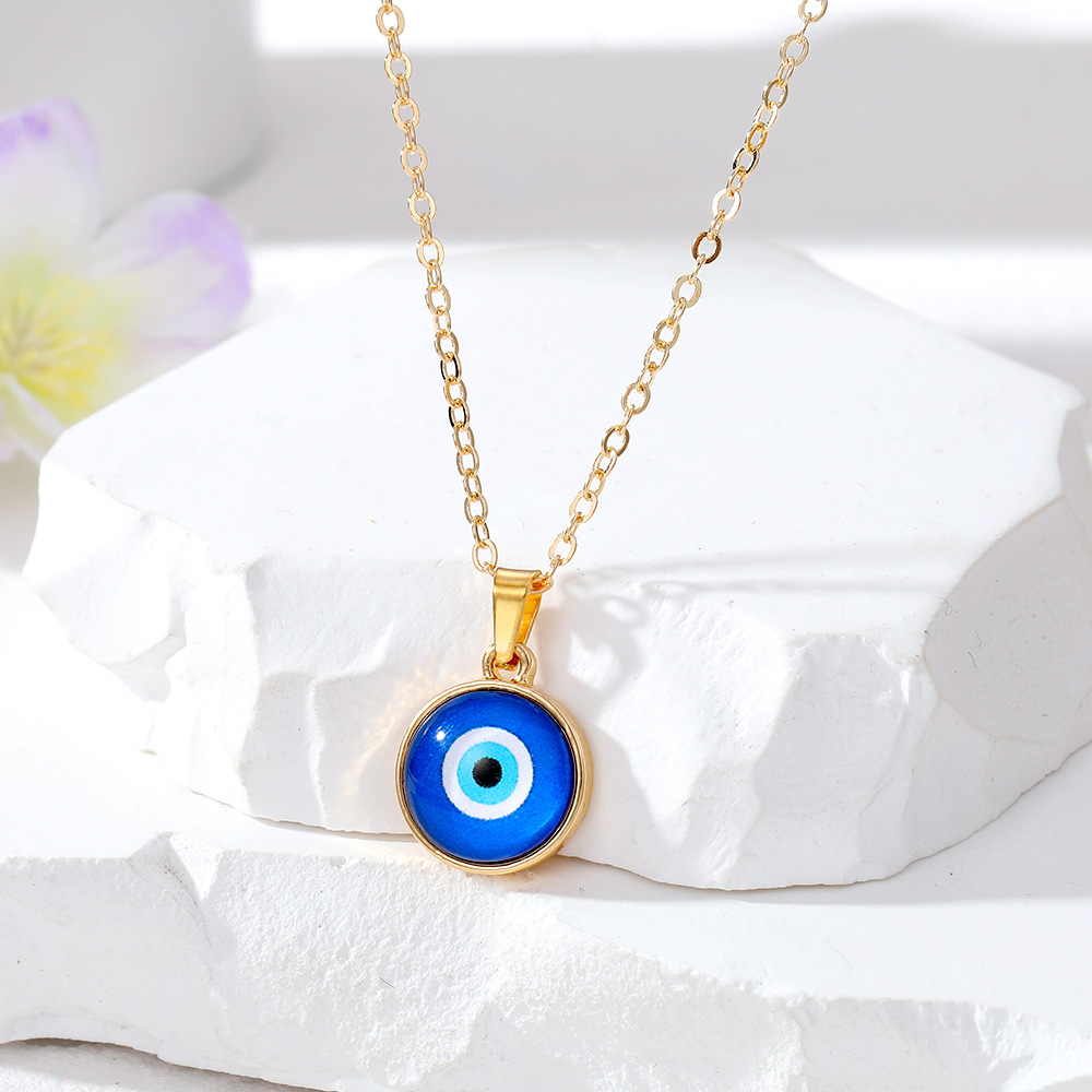 Colorful Turkish Blue Evil Eye Necklace For Women New Trendy Cat's Eye Stone Lucky Eye Clavicle Chain Choker Wedding Jewelry