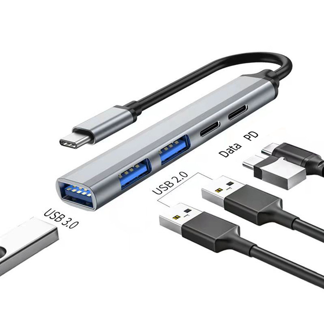 5-Port Type C Hub USB 3.0 2.0 PD Splitter Computer Mobile Phone Extender Gadget Adapter