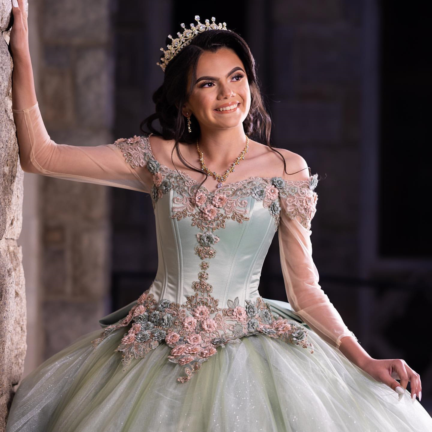 Nane Yeşil Quinceanera Tatlı 16 Kızlar İçin Elbiseler Prenses Balo Elbise Aplikes Yay Doğum Günü Partisi Balo Elbisesi Pageant Bayan Gala Vestido De 15 Anos