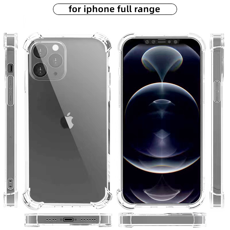 Mobile Phone Cases Case Skin For iPhone 14 Pro Max 13 Mini 12 11 XS XR X 8 7 Plus SE Air Cushion Corner Transparent Clear Shockproof Soft TPU Silicone Rubber Cover