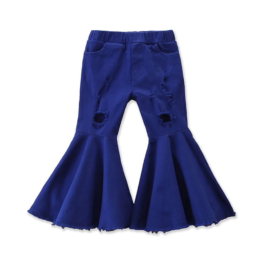 Nouveau printemps automne enfants filles Denim pantalon volants pantalon évasé enfants fille Jeans décontractés Denim cloche-bas pantalon