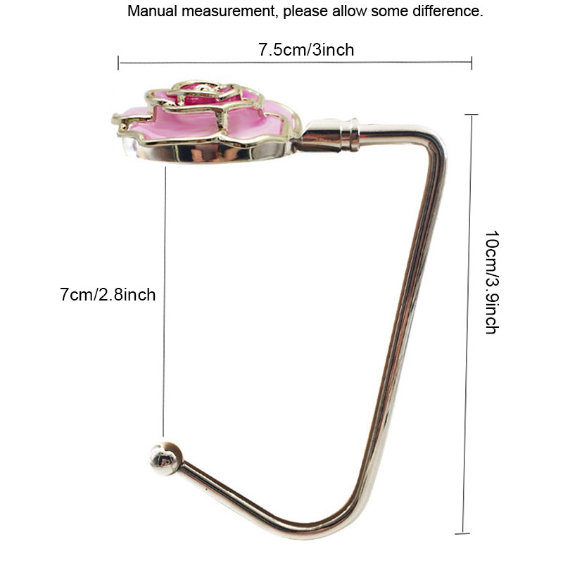 Appendiabiti in metallo Borsa a forma di rosa Borsa da tavolo portatile Gancio da scrivania Ganci calza di Natale Regali appesi Calzini pendenti Decorazione camino W0037