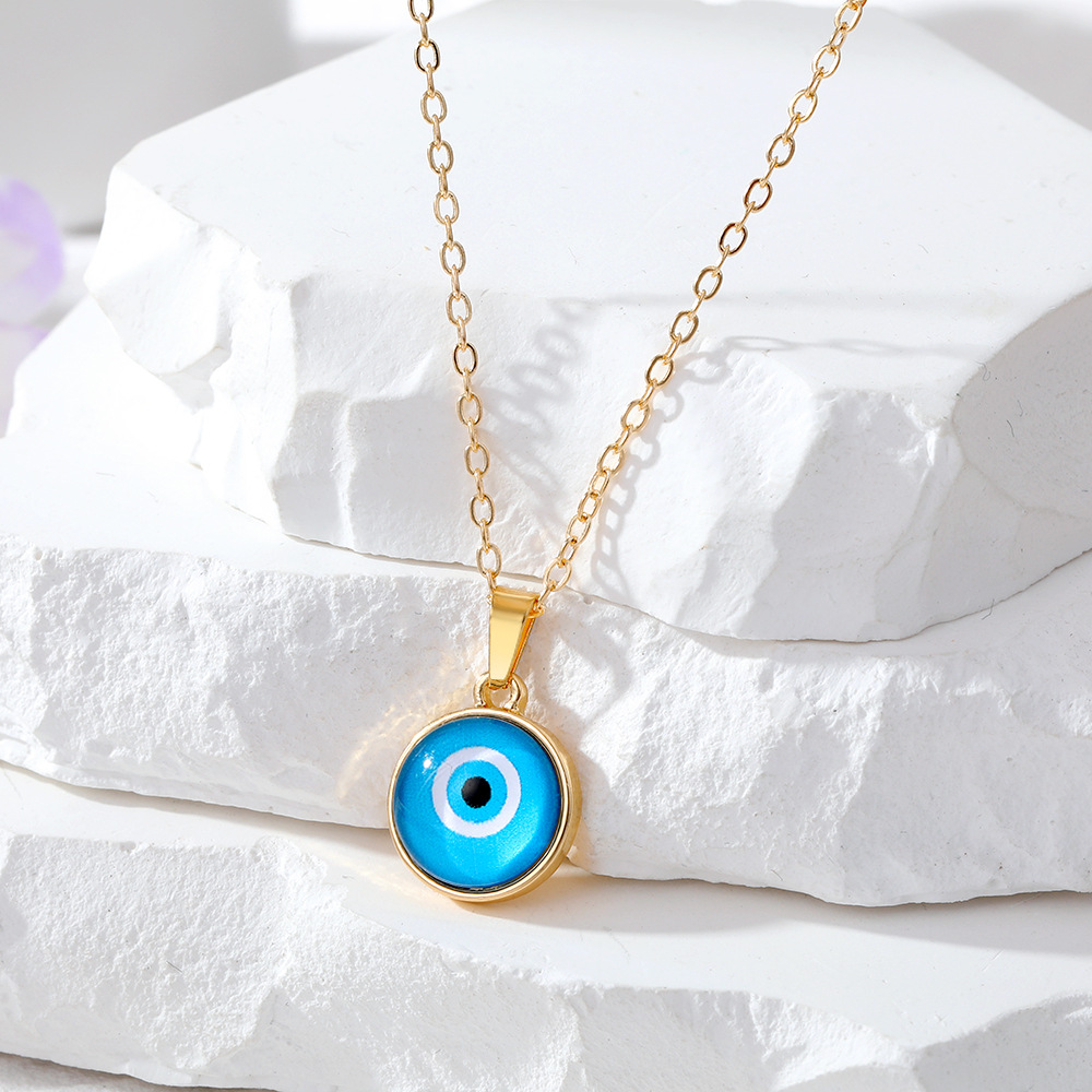 Coloré turc bleu mauvais œil collier pour femmes nouveau à la mode oeil de chat pierre chanceux oeil clavicule chaîne tour de cou bijoux de mariage