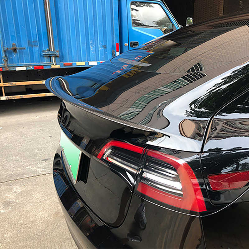 Ny Real Dry Carbon Fiber Tail Bakstam Spoiler Lip Wing för Tesla Model 3 Model Y 2017 2018 2019 2020 2021 2022 Tillbehör