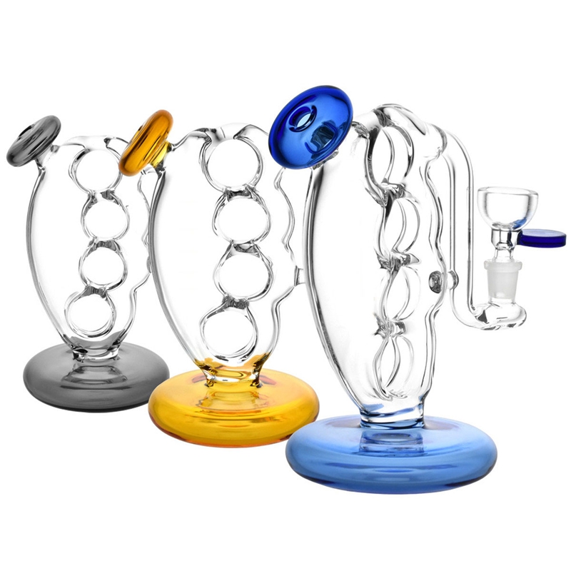 Dernier Fumer Coloré Verre Narguilé Bong Pipes Kit Doigt Poignée Style Main Bubbler Herbe Tabac 10 MM Mmale Filtre Cuillère Bol Pipe À Eau Porte-Cigarette DHL