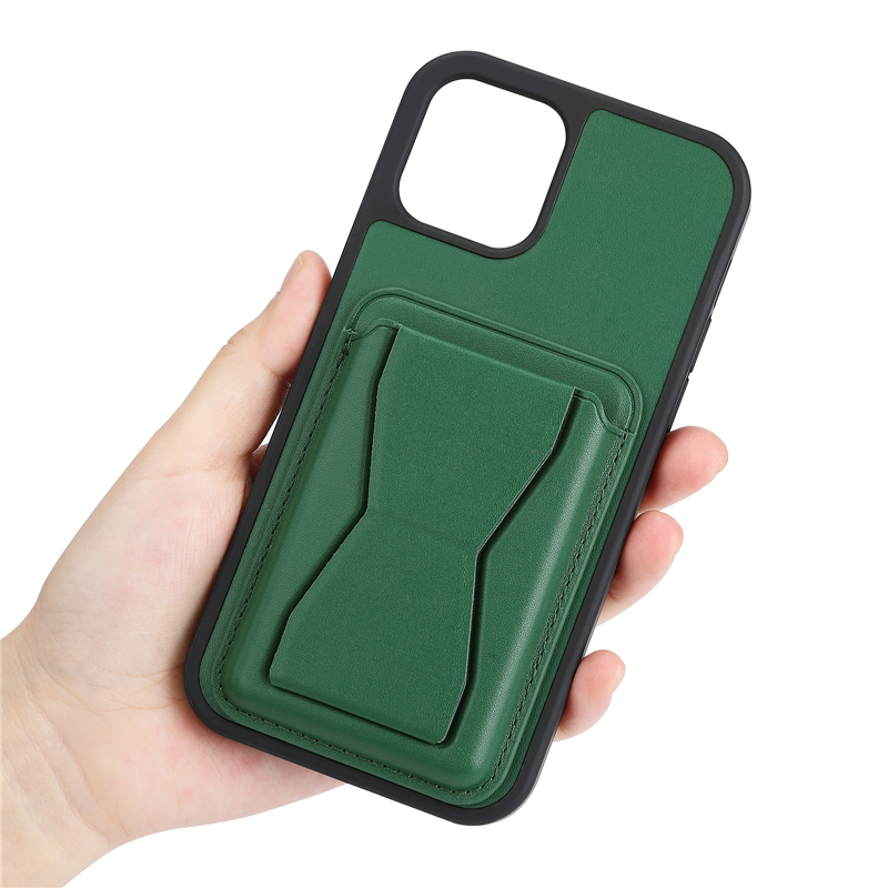 Luxe Opvouwbare Beugel Effen Lederen Vogue Telefoon Case voor iPhone 14 13 12 11 Pro Max XR XS Duurzaam Slanke Volledige Beschermende Zachte Bumper Kaartsleuf Portemonnee Koppeling Achterkant