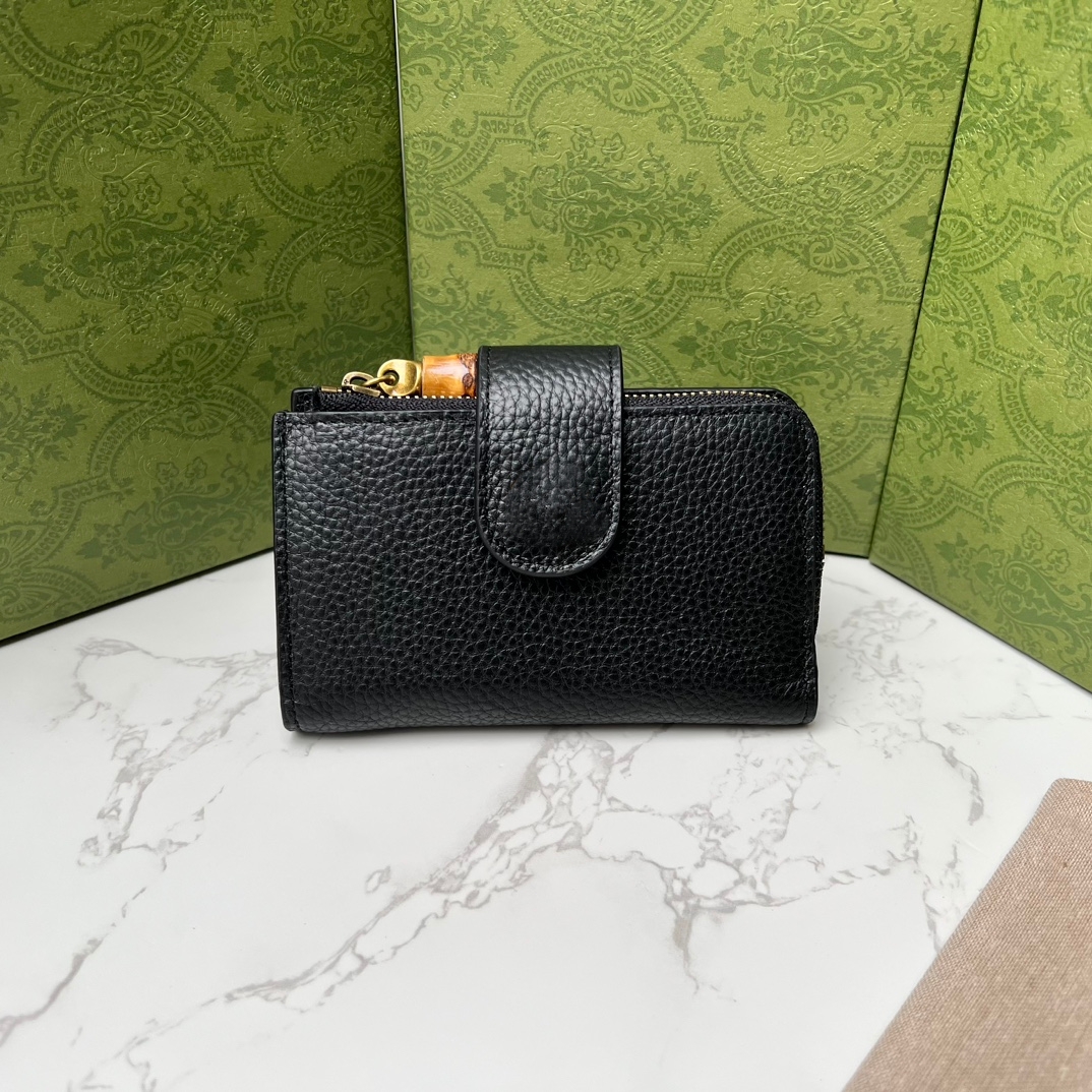 Klassieke Merk Vrouwen Portemonnee Bamboe Metalen Gesp Korte Portefeuilles Lederen Multi Card Ingebouwde Rits Zak Clutch Bags Luxe Dames Portemonnees Lange Opslag Portefeuilles