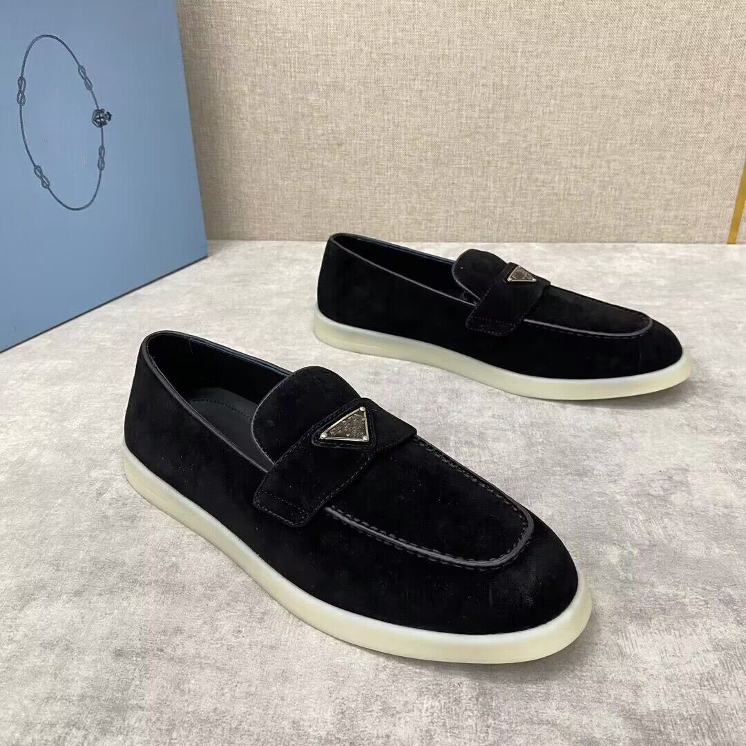 Summer Walk Men's Loafers Dress Sneakers Shoes Flat Low Top Suede Cow Leather Oxfords Suede Moccasins Rubber Sole Gentleman Footwear