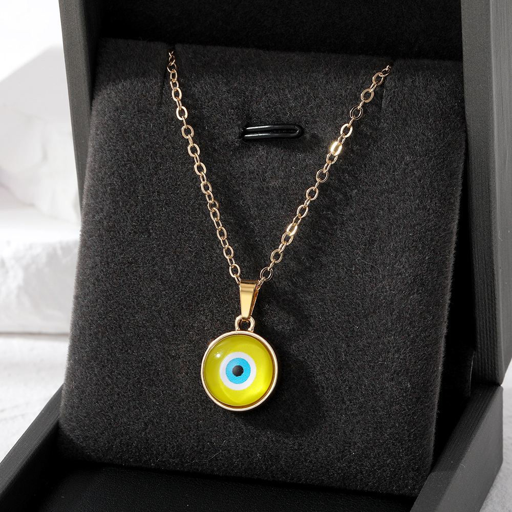 Coloré turc bleu mauvais œil collier pour femmes nouveau à la mode oeil de chat pierre chanceux oeil clavicule chaîne tour de cou bijoux de mariage