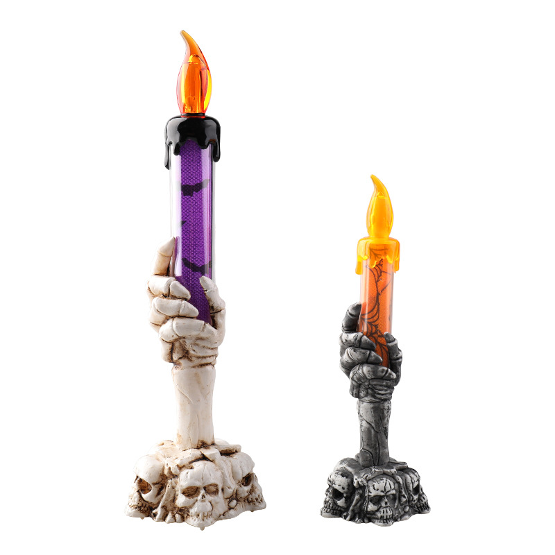 50 Uds. De velas LED de mano de fantasma de Halloween, luz de noche, barra de fiesta, decoración de diseño Horrible brillante, lámpara de mesa de utilería