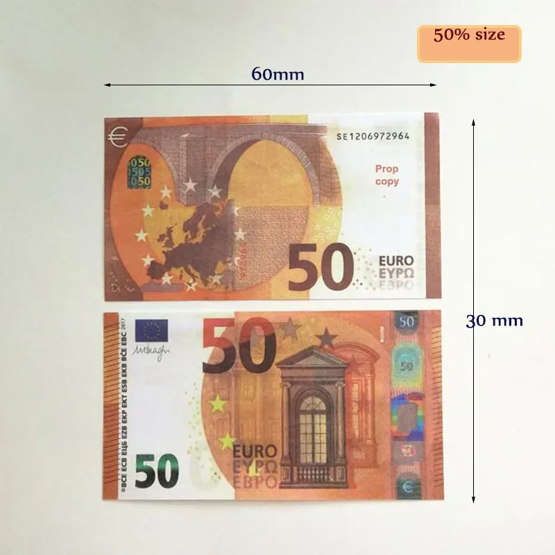 3 Pack Party Supplies 2022 Fake Money Banknote 5 10 20 50 100 Dollar Euro REALISTIC Toy Bar Props Copy Valuta Movie Money Faux-Billets 100 st/pack