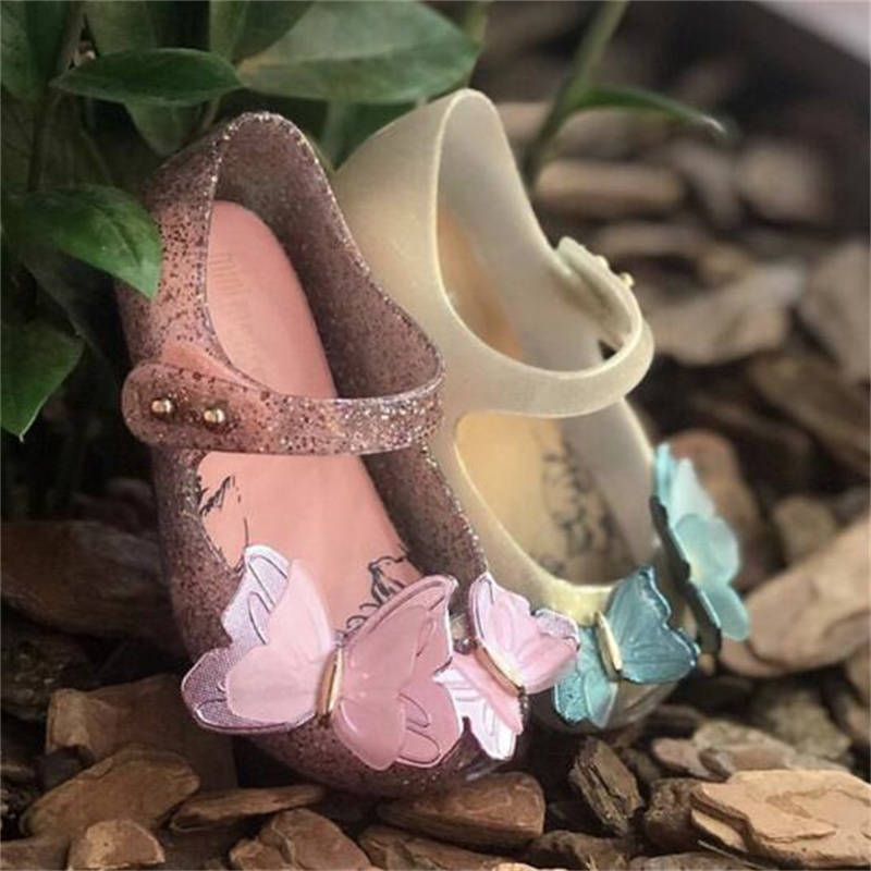 Designer Kids Shoes Cute Girls Jelly Sandals Butterfly Rhinestone Children Shoes Toddler Baby Sneakers Comfortable Princess Sandal Slides