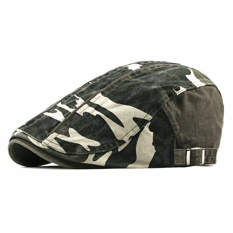 Berets Cotton Spring Camouflage Printing Bertet Men Flat Top Women's Paint Hat G220612