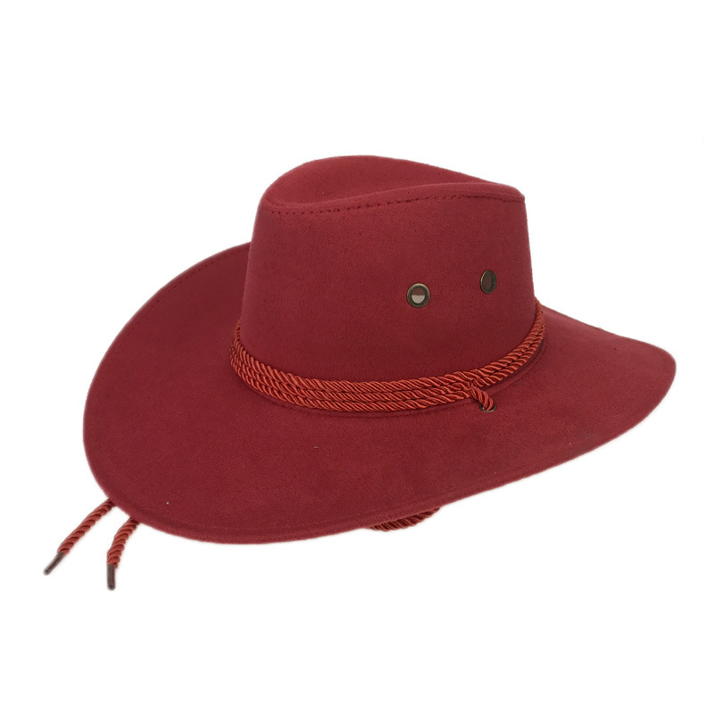 Chapeau de Cowboy occidental en daim pour hommes femmes casquette de Protection solaire femme chapeaux d'ombre en plein air homme casquettes à large bord 11 couleurs