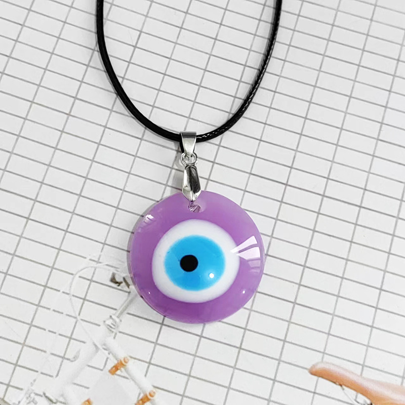 Fashion Colorful Resin Round Evil Eyes Bead Pendant Lucky Turkish Acrylic Blue Eye Necklaces For Womens Jewelry