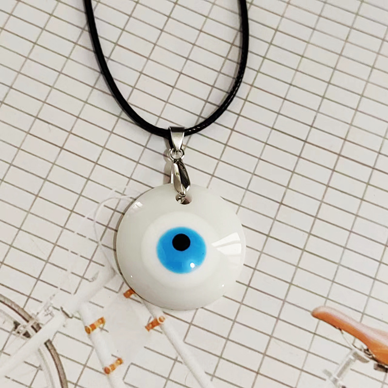 Fashion Colorful Resin Round Evil Eyes Bead Pendant Lucky Turkish Acrylic Blue Eye Necklaces For Womens Jewelry