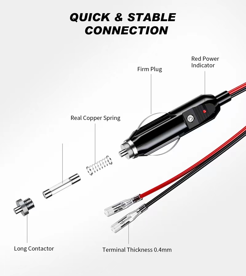 12V Maschio Presa accendisigari auto Spina Presa moto Adattatore caricabatterie Connettore fusibile Convertitore Spina 15A