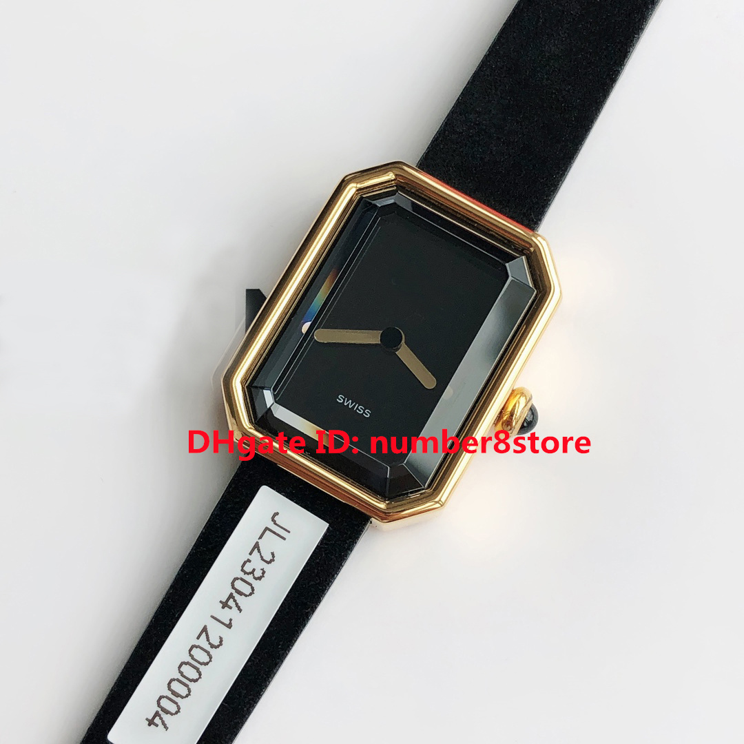 Novo designer de retângulo de luxo Mulheres relógios de quartzo suíço Moda de moda Assista Octagon Sapphire Crystal 18K Rose Gold Case Resistente à água