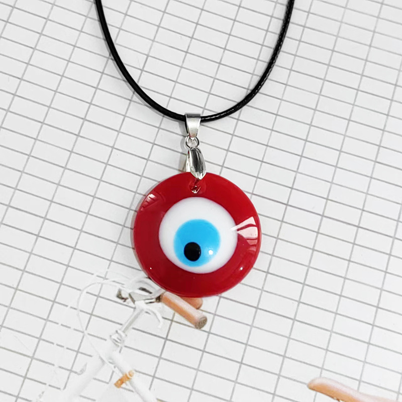 Fashion Colorful Resin Round Evil Eyes Bead Pendant Lucky Turkish Acrylic Blue Eye Necklaces For Womens Jewelry