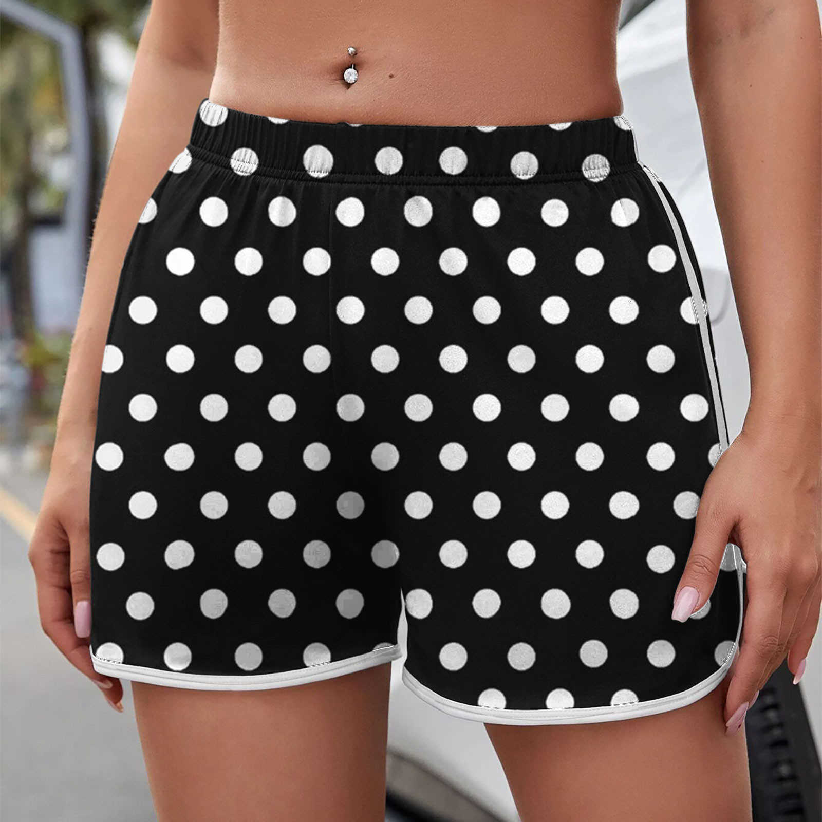 Dot Print Beach Sports Plus Size Dance Dance Summer Shorts Женская мода повседневная домашняя уличная одежда P230606