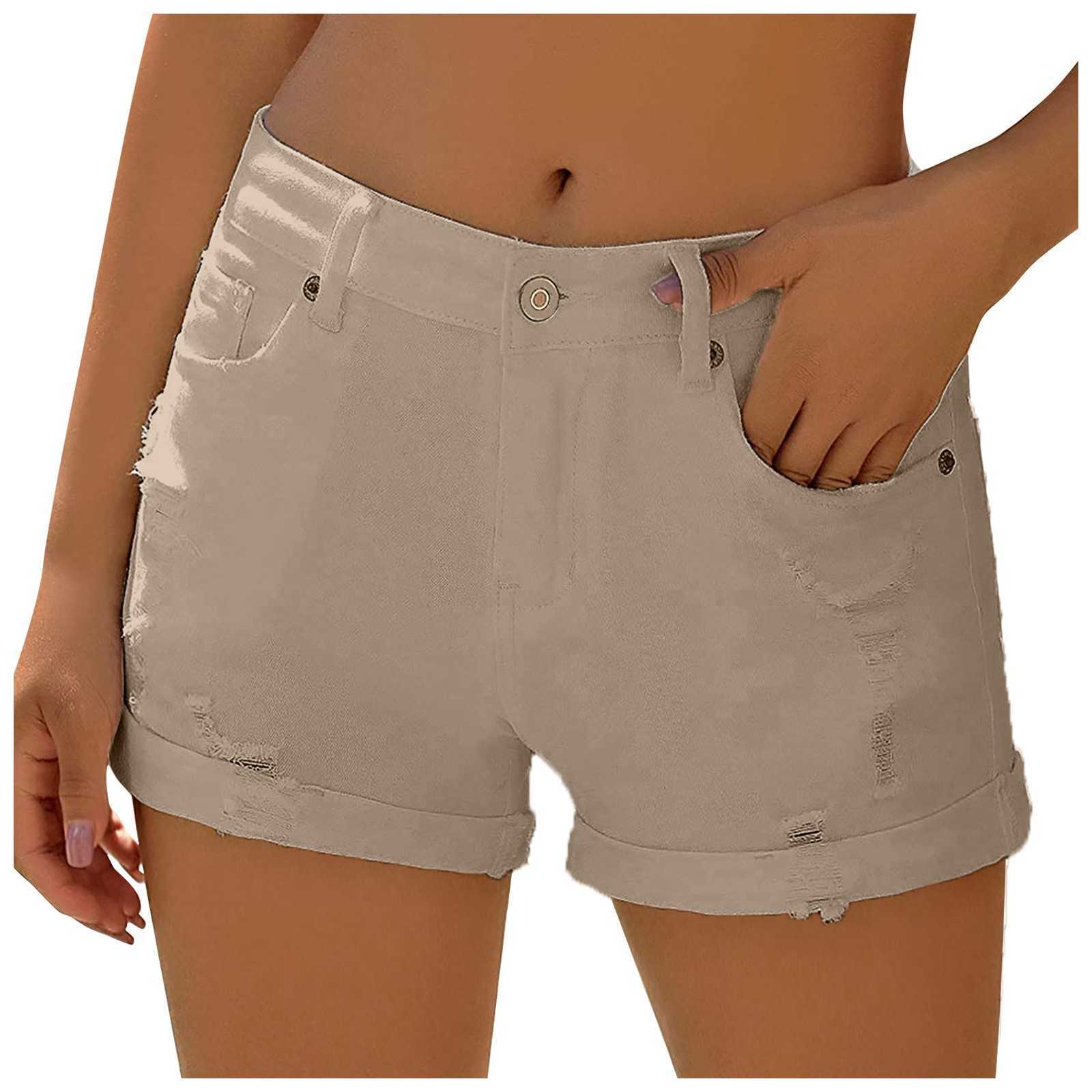 Shorts kvinnors avslappnade handgjorda kläder denim shorts mode hål flanell het lös sport sommar löpning byxor p230606