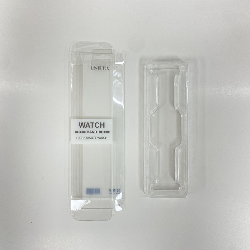 Boîte d'emballage en plastique transparent blanc PVC Blister avec plateau intérieur pour Apple Watch Band Affichage du bracelet en silicone Expédition au détail 