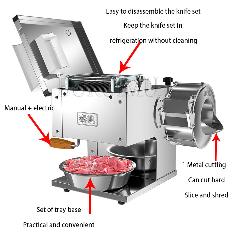 Mięso ze stali nierdzewnej Warzywowa maszyna do noża do rozcięcia Elektryczna żywność Slicer komercyjny wielofunkcyjny nóż shred 220V