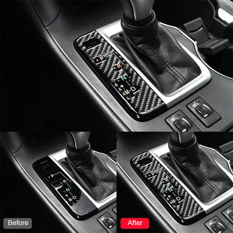 Partihandel Real Carbon Fiber Car Gear Shift Decoration Cover Sticker Decal för Toyota Highlander 2015 2016 2017 2018 Dekorationstillbehör