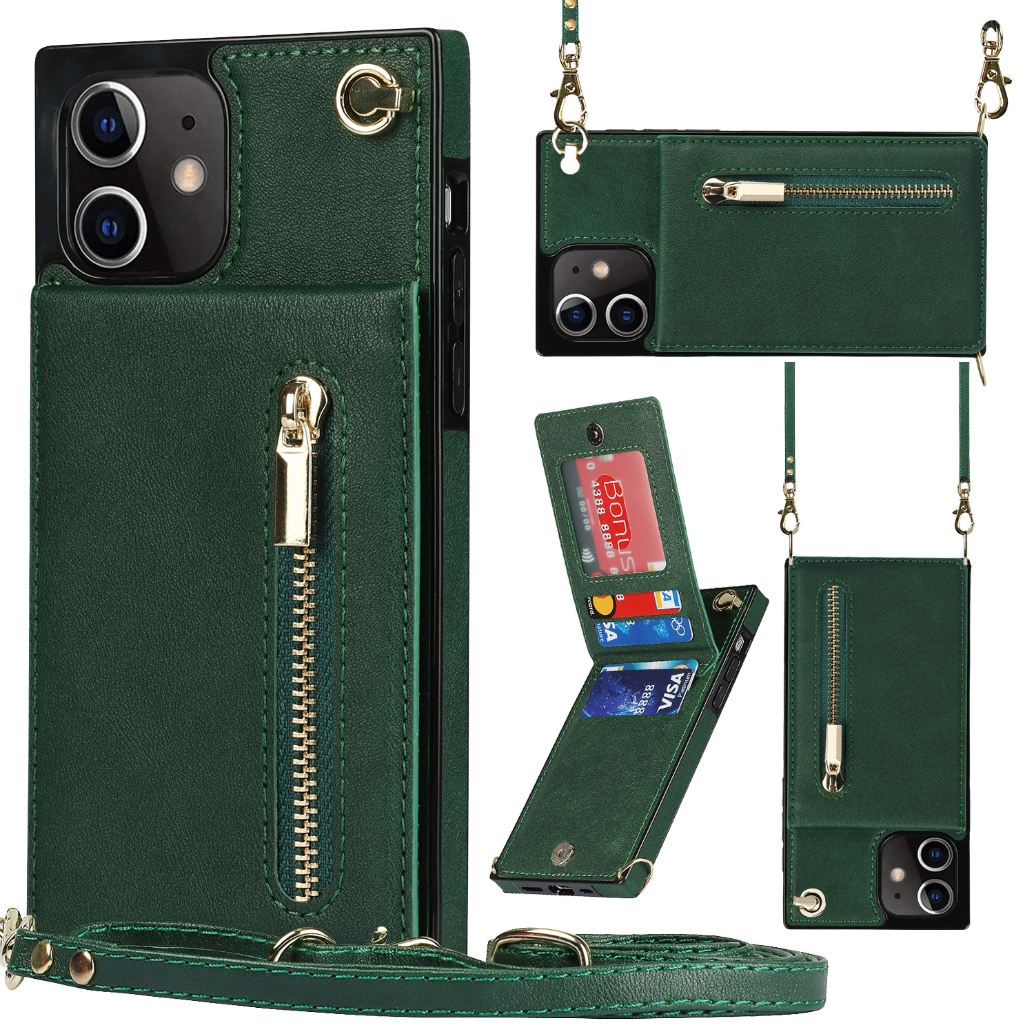 Gratis DHL grossist crossbody lanyard dragkedja plånbokskort solt fodral för iPhone 14 pro max 13 12 11 SE XR XS 7 8 Plus crossbody handväska omslag