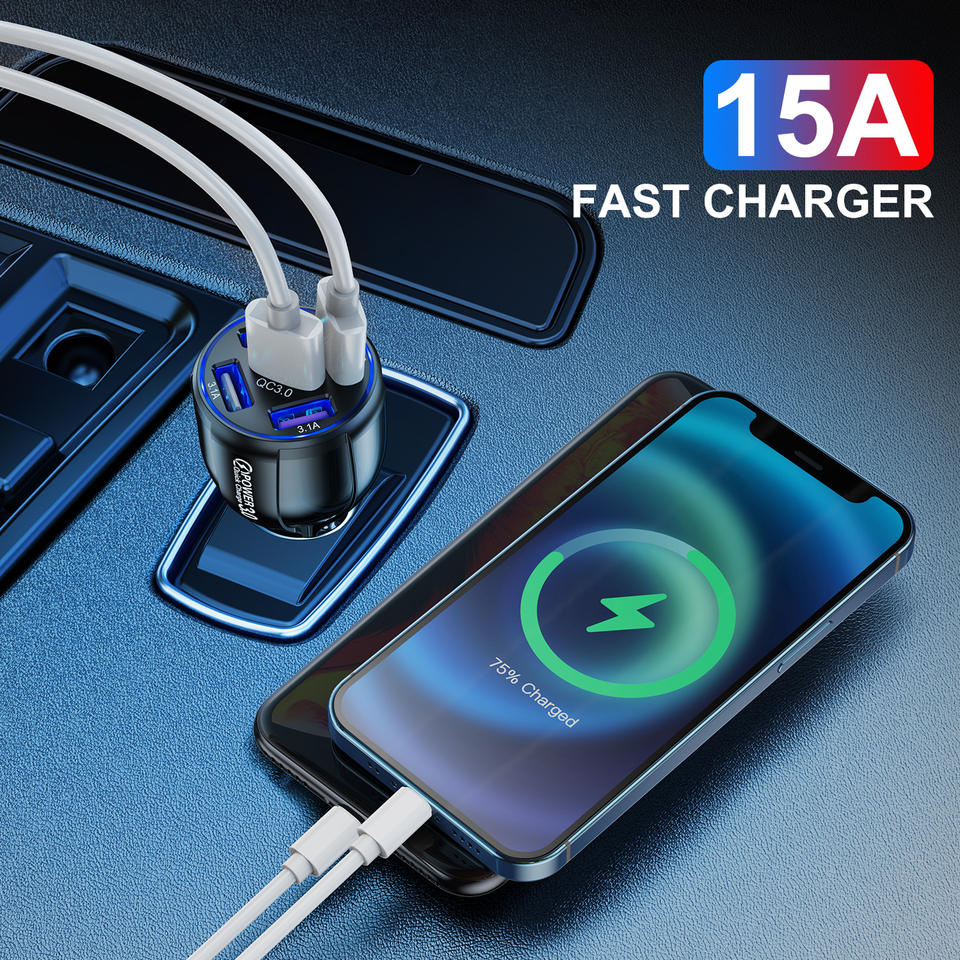 5 Port Car Mobile Phone Charger USB LED Fast Charger لـ iPhone 13