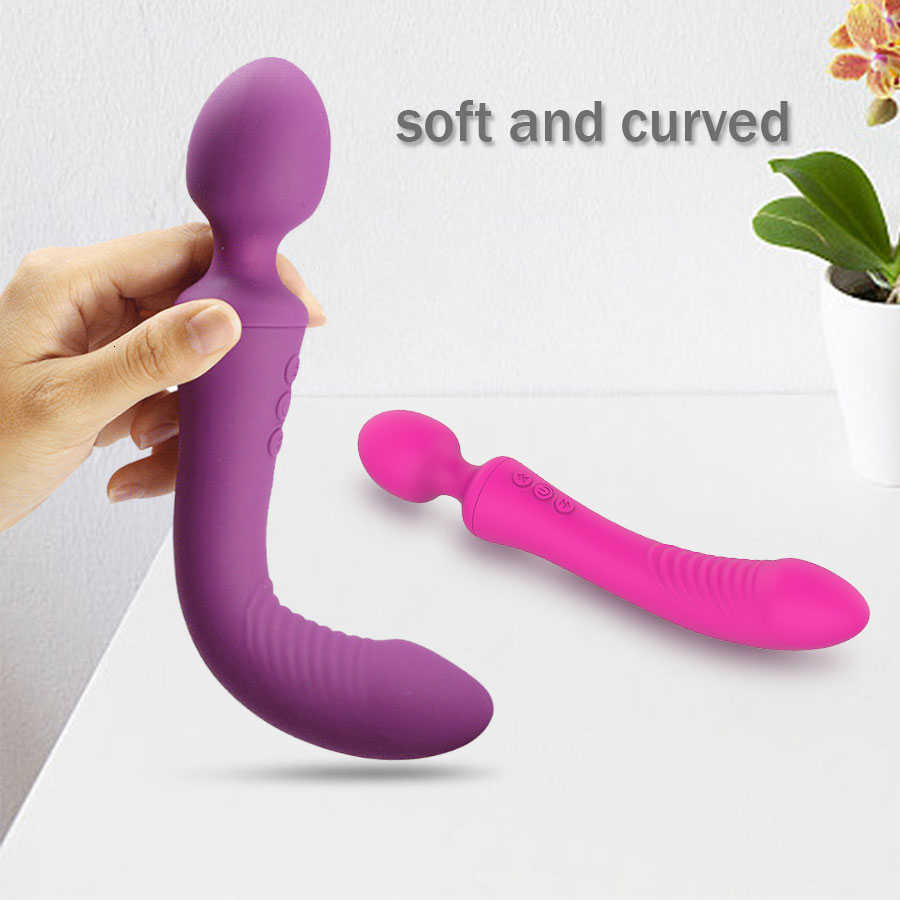 Avsho Powerful Dual Vibrator Wand Magic g Spot Massage Anal Plug for Adult Vaginal Clit Stimulate Soft Female Masturbator