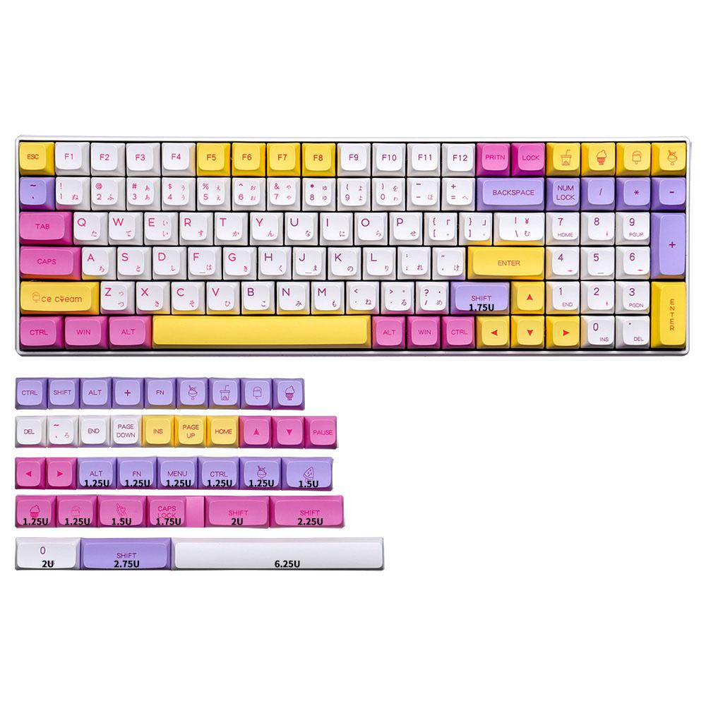 Accessories Ice Cream Theme 136 Keys Xda Profile Pbt Keycap DyeSub English Custom Personality Keycaps For Mechanical Keyboard61/64/68/7