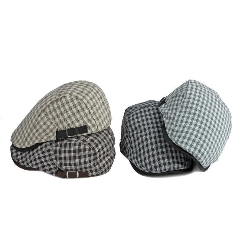 Berets Four Seasons Fashion Clown Cotton Plaid News Boys' Hat Men's Flat Cap Women's Painter Beret 10 G220612