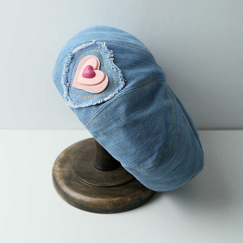 Berets New Cowboy Ins Pink Love Y2K Nicky Paint Hat Sweet Spence и Summer Cool Japan Women Beret G220612