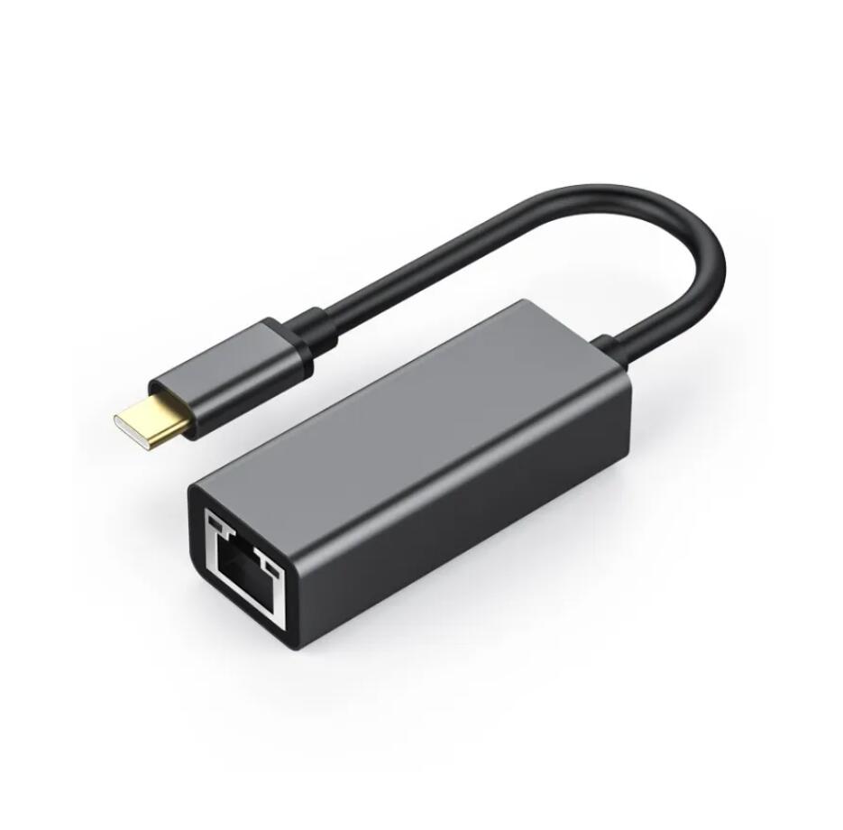 직각 90도 타입 C에서 네트워크 카드 포트 100m 1000m USB-C에서 RJ45 전화 및 태블릿 노트북 용 이더넷 어댑터