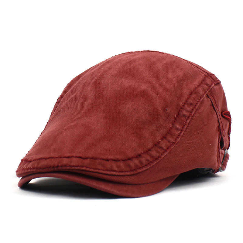 BERETS 2021 Solid Beret News Boys 'Men's Cotton Flat Top Women's Paint Hat G230612