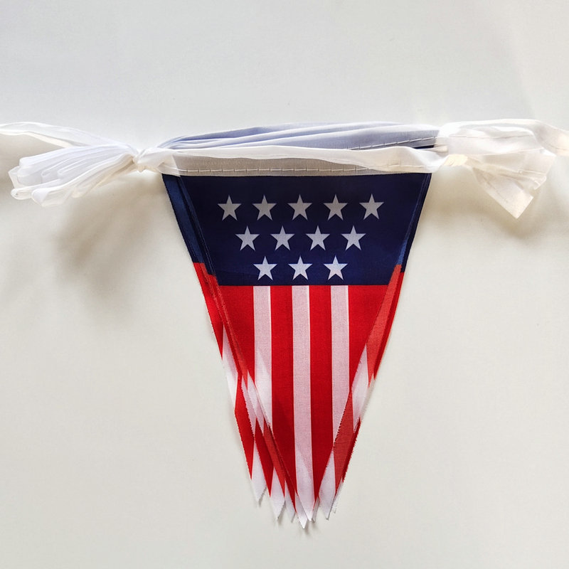 14cmx21cm American Flag Triangle Flag String America USA Bunting Banner Small US USA American Flag