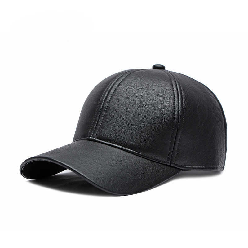 Ball Caps Autumn Winter 2023 Leather Cotton Warm Open baseball cap Adjustable Men's Outdoor Button Hat G230606