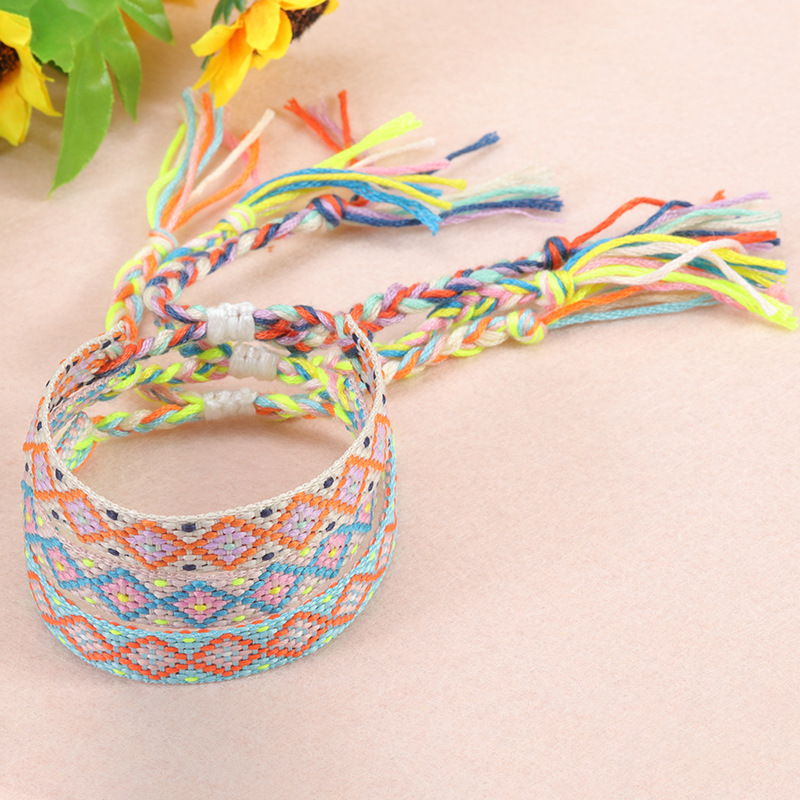 Kolorowe Lucky Friendship Bracelets Tassel Bohemian etniczny styl tkany bransoletka męska i damska akcesoria mody