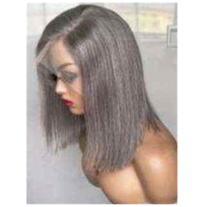 Perruques en dentelle de sel et de poivre avec perruques de poils humains gris frontal Glueless Silver Grey Fermeure Wigs 4x4 Environ 14 jours Custom