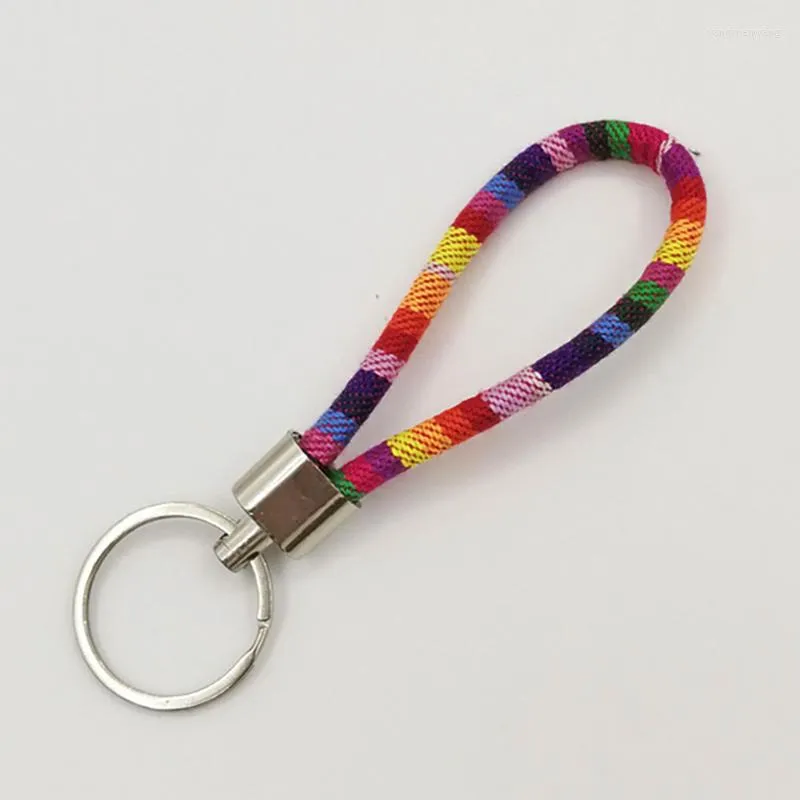 Schlüsselanhänger, trendige ethnische tibetische Stoff-Schlüsselanhänger für Männer, einfach gestaltet, bunte Böhmen-Ringe, Frauen-Geschenk