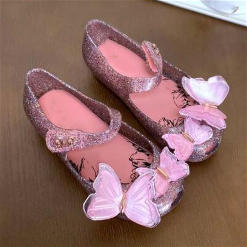 Cute Girls Sandals Kids Designer Shoes Butterfly Rhinestone Children Shoes Toddler Baby Sneakers Comfortable Princess Sandal Jelly Slides