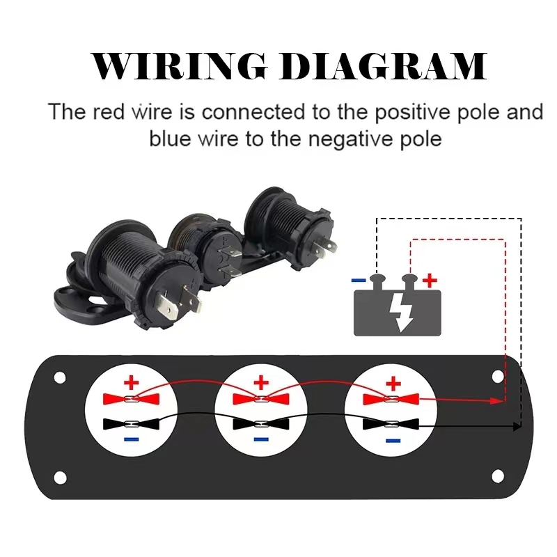 Divisor de soquete de isqueiro 12-24V 3 em 1 à prova d'água 4.2A Dual USB Carregador Painel de soquete LED Voltímetro para carro barco caminhão