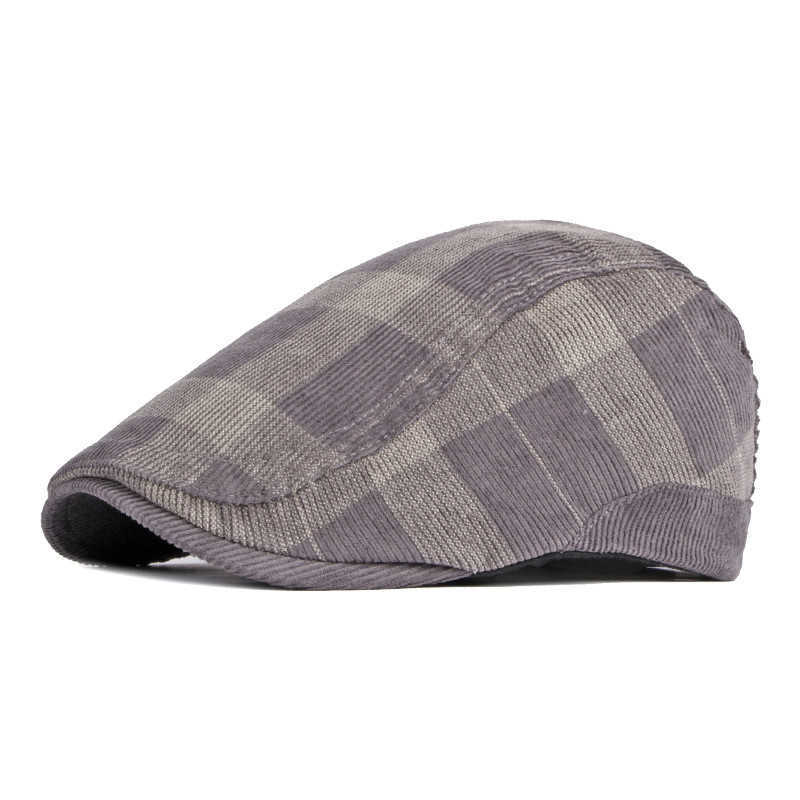 Berets Spring Autumn Corduroy Play Newsboy Flat Top Hat Manlig kvinnlig målare Beret G220612