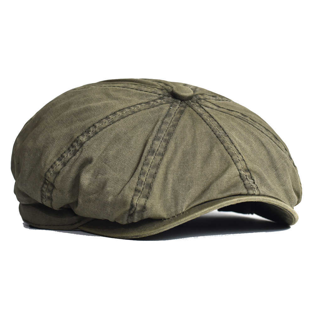 Baretten Katoen knop Peaky achthoekige retro casual solid Baret Vizier Gatsby gewone lente cane cap G230612