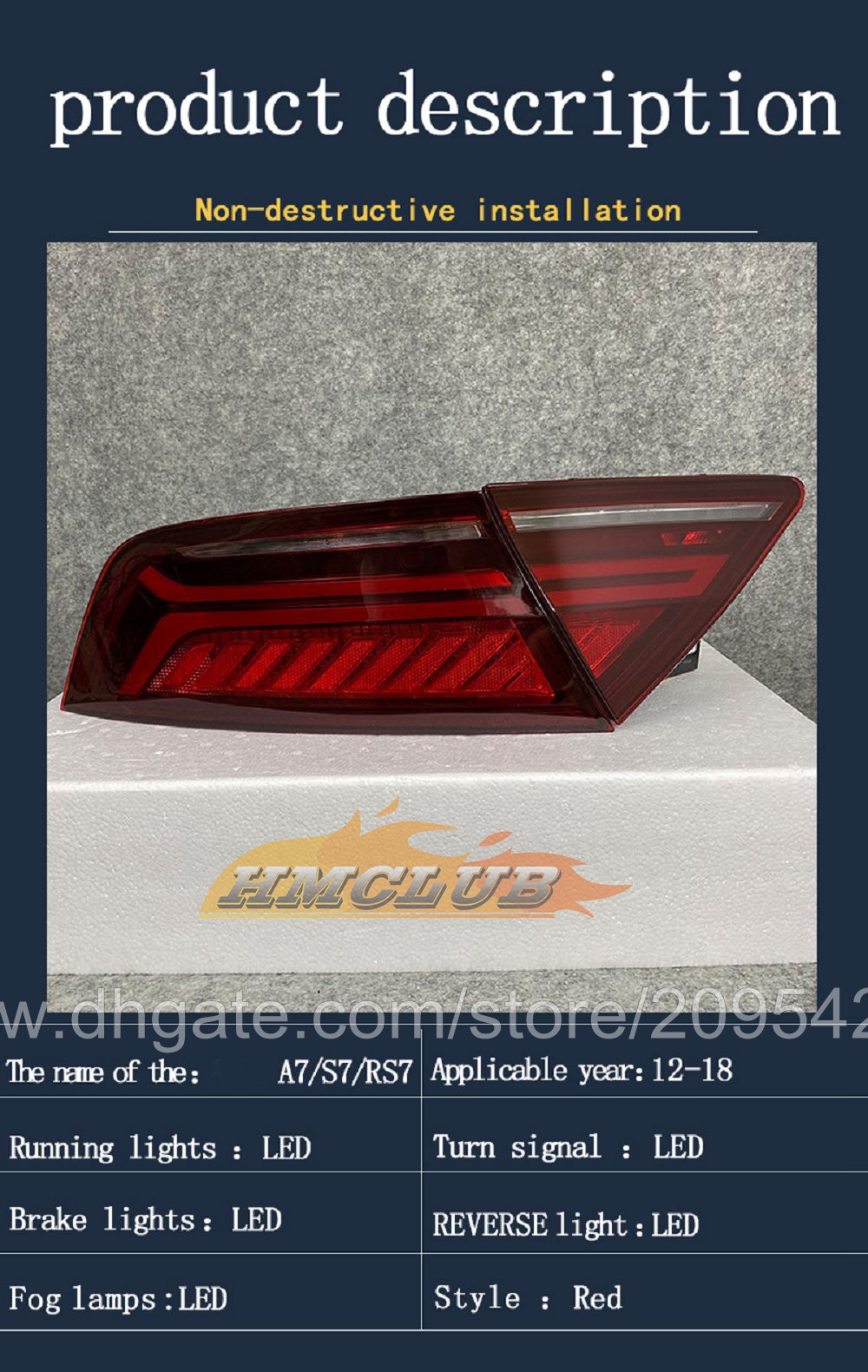 Audi A7 2012-2018 12 13 14 15 16 17 18 LED Taillight Tail Lamp 2012 2013 2013 2015 2017 2018リアランプパーキングパーキングブレーキターンシグナルライトのための車の新しいスタイリングテールライト