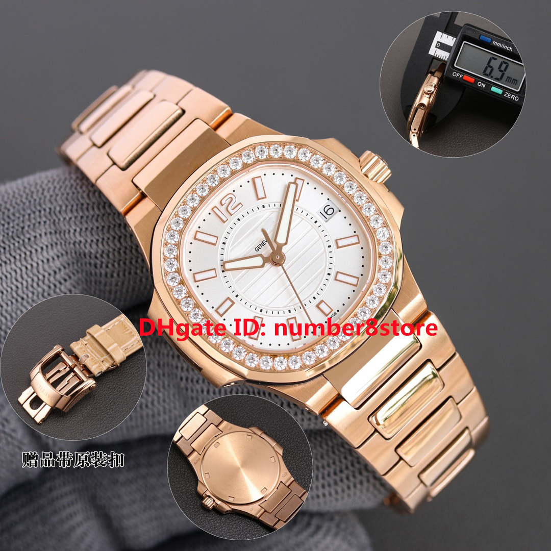 Nuevo 7010 Diseñador de diamantes de lujo Reloj de mujer Movimiento de cuarzo suizo 32 mm Moda Reloj de mujer Cristal de zafiro Caja de oro rosa de 18 quilates Súper luminoso