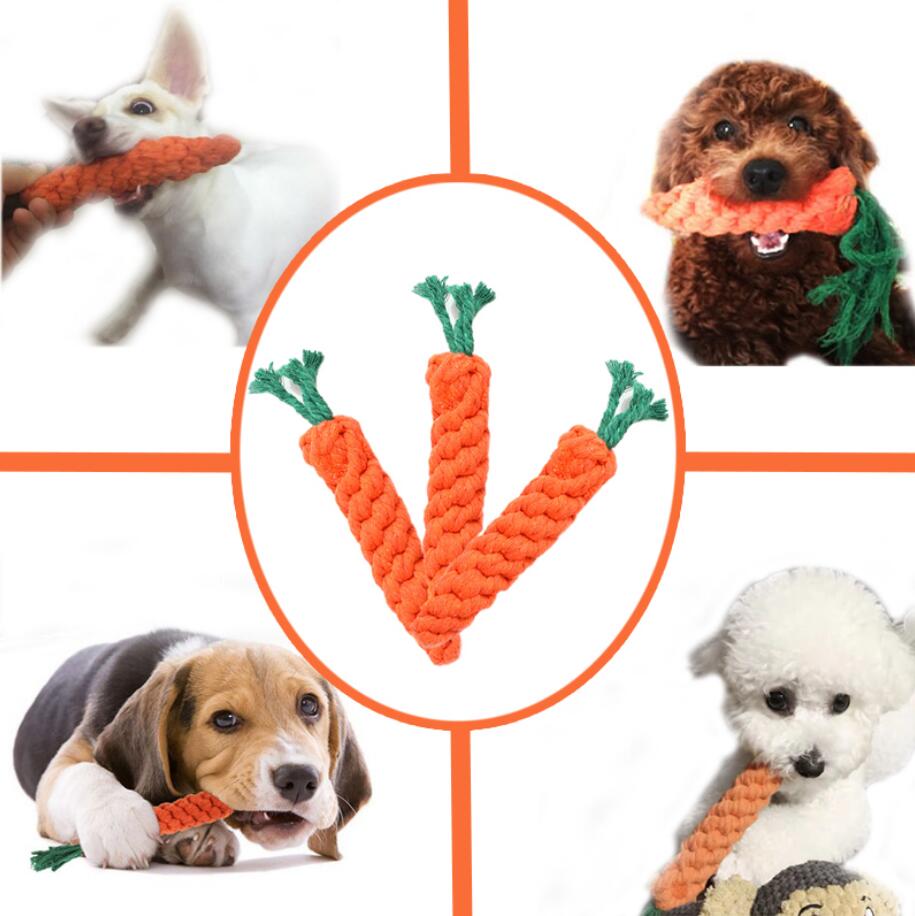 Dog Toys Bite Resistant Pet Dog Chew Toys for Small Dogs Cleaning Teeth Puppy Carrot Cotton Rope Pet Playing Toy Accessories